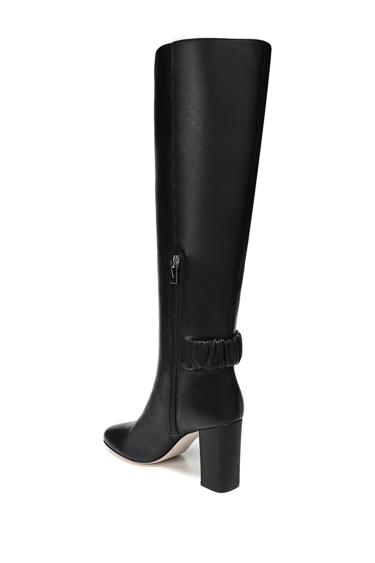 tall black boots with block heel