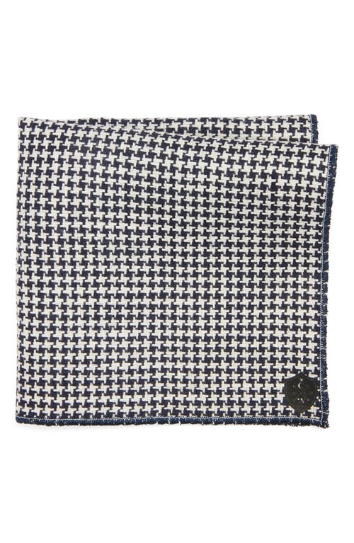 CLIFTON WILSON Houndstooth Cotton Pocket Square in Navy at Nordstrom