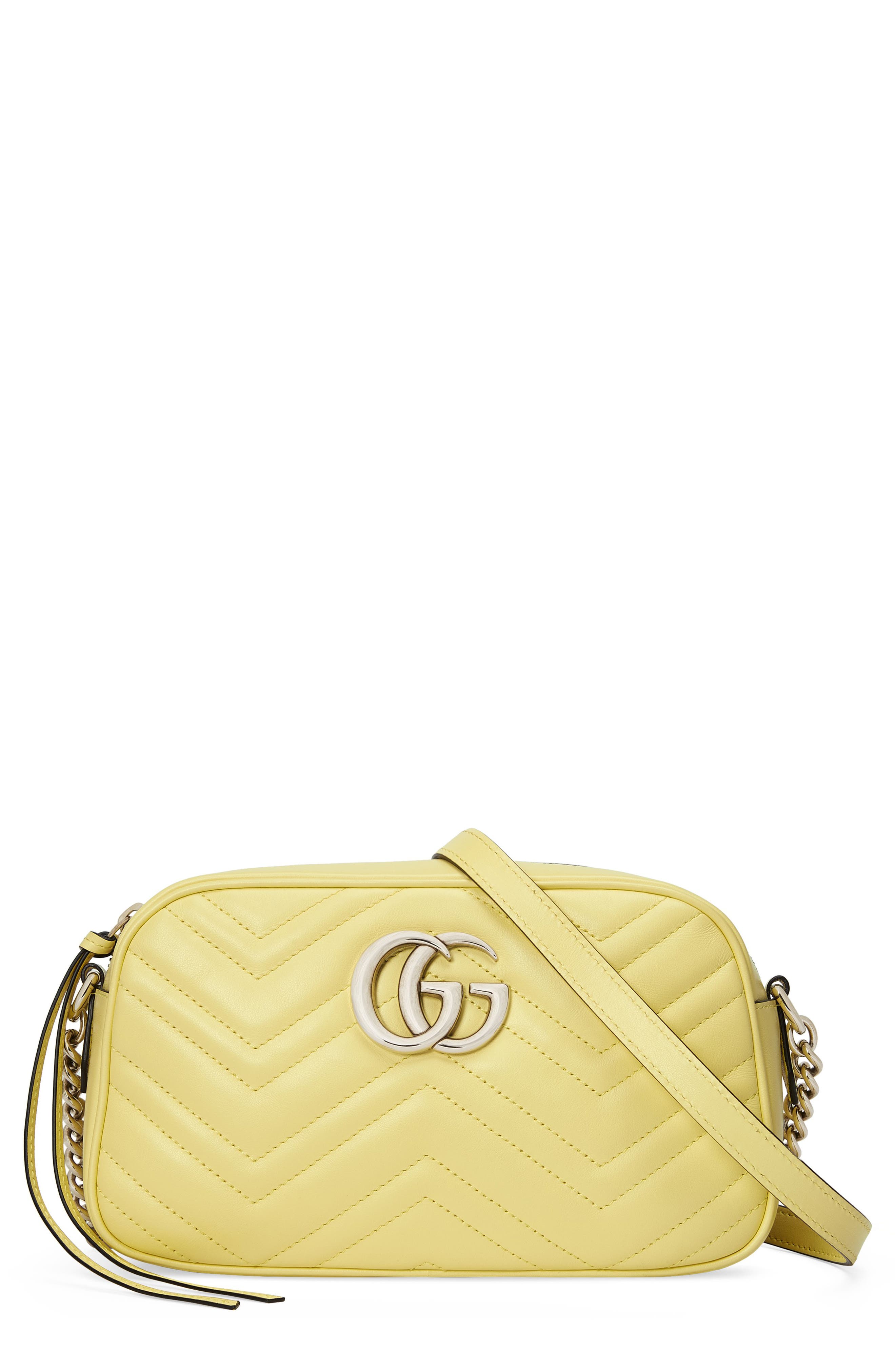 gucci small gg 2.0 matelassé leather camera bolsa