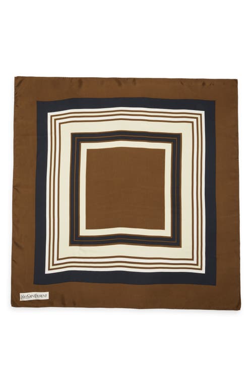 Saint Laurent Stripe Silk Scarf In Brown