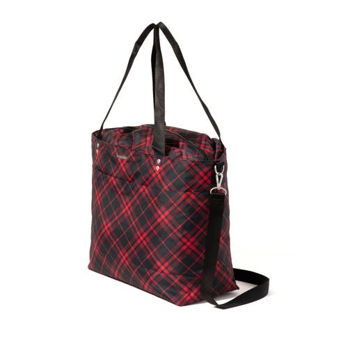 Shop Baggallini Large Carryall  Crossbody Tote Bag In Crimson Tartan