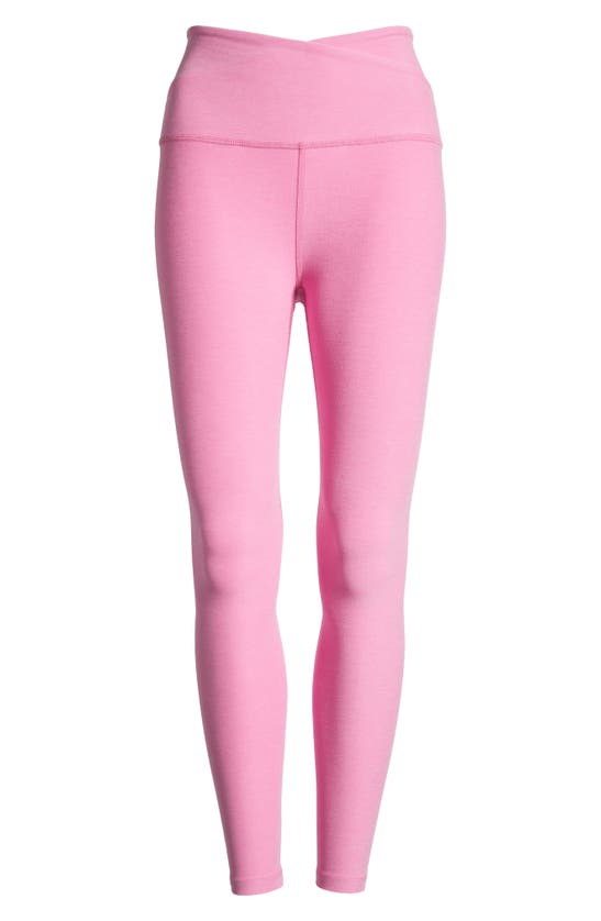 Shop Beyond Yoga At Your Leisure Space Dye High Waist Midi Leggings In Pink Bloom Heather