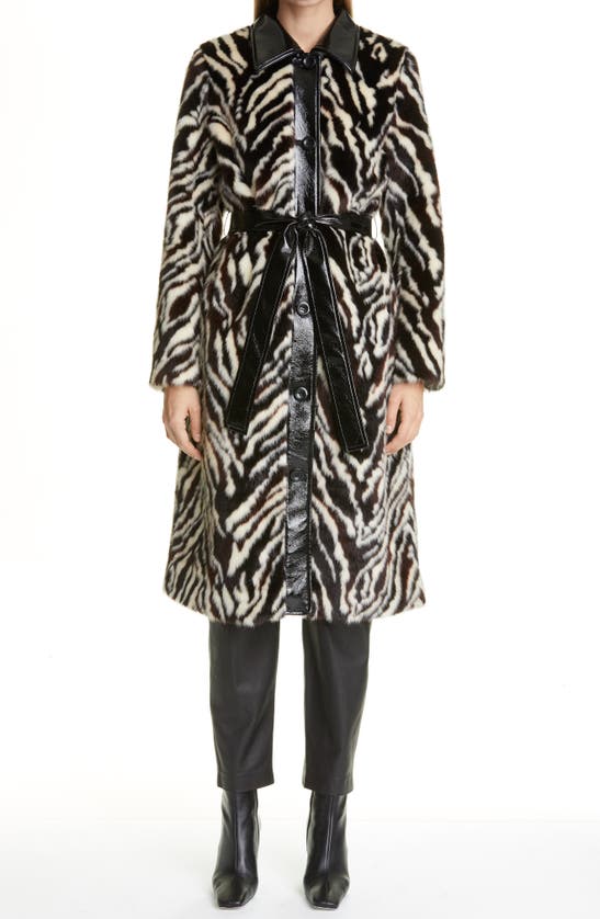 STAND STUDIO AURORA ZEBRA PRINT FAUX FUR COAT
