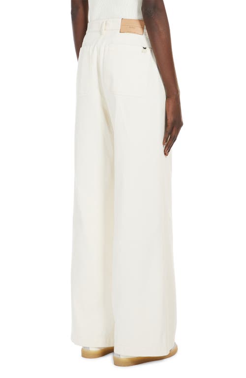 Shop Weekend Max Mara Filtro Patch Pocket Wide Leg Jeans In Ecru