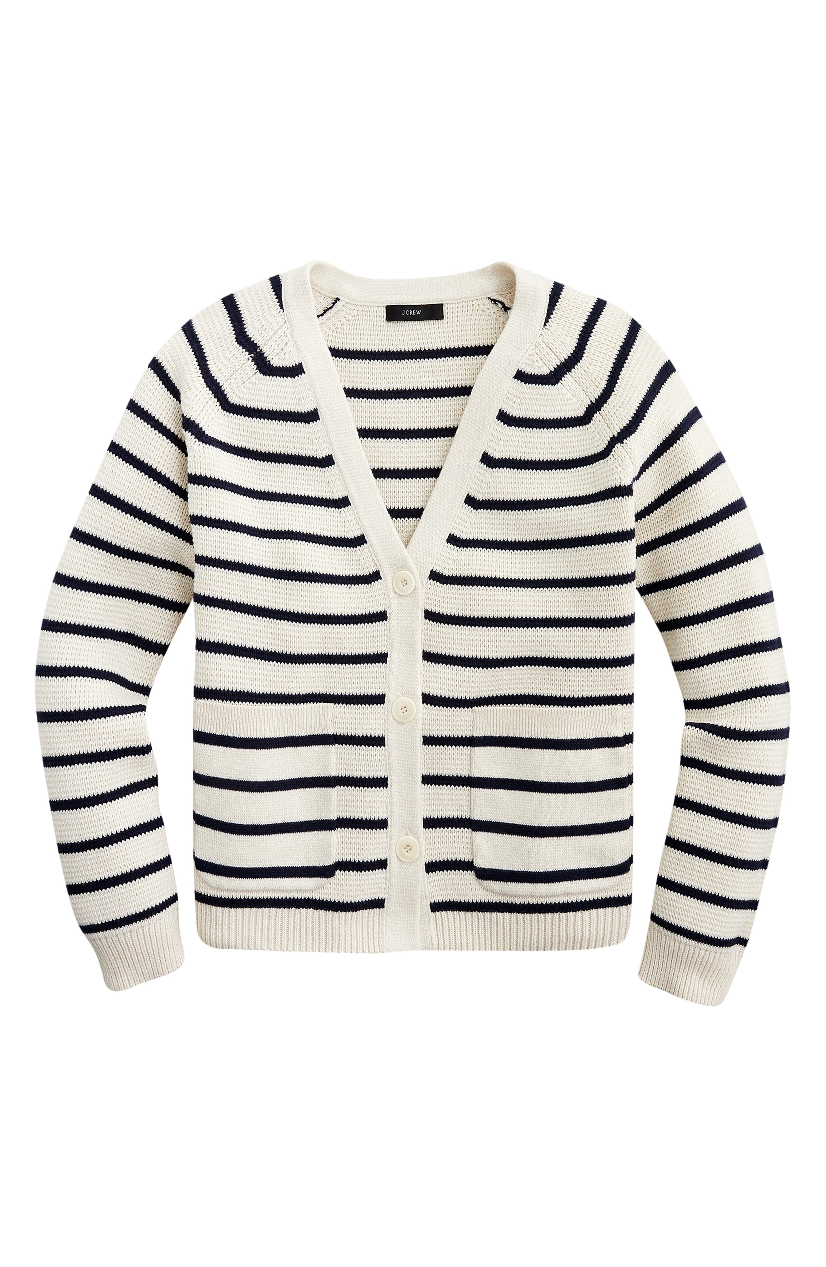J Crew Stripe V Neck Cardigan Nordstrom Rack