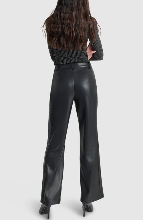 Shop Dkny Seam Detail Wide Leg Faux Leather Pants In Black