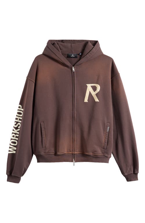 Shop Represent Masking Tape Initial Zip-up Cotton Hoodie In Cedar