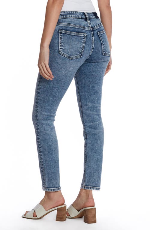 Shop Hint Of Blu Mid Rise Skinny Jeans In Veragated Blue