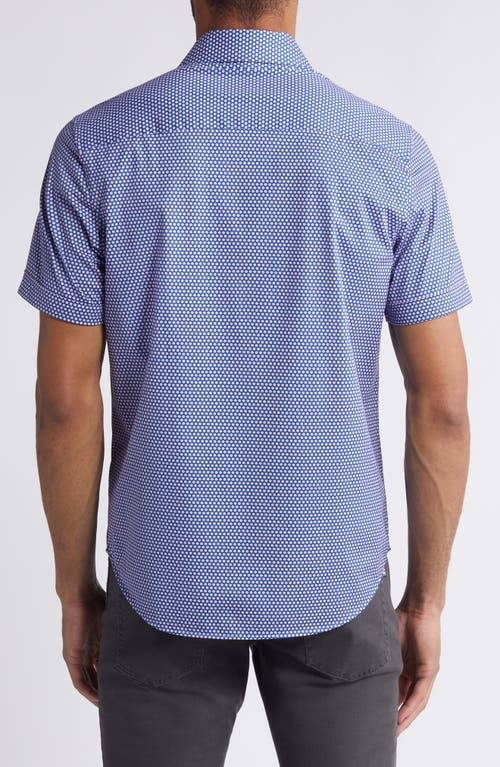 Shop Bugatchi Miles Ooohcotton® Dot Print Short Sleeve Button-up Shirt In Orchid