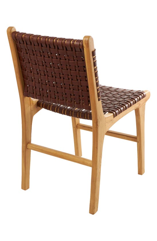 Shop Ginger Birch Studio Set Of Two Leather Woven Accent Chairs In Dark Brown