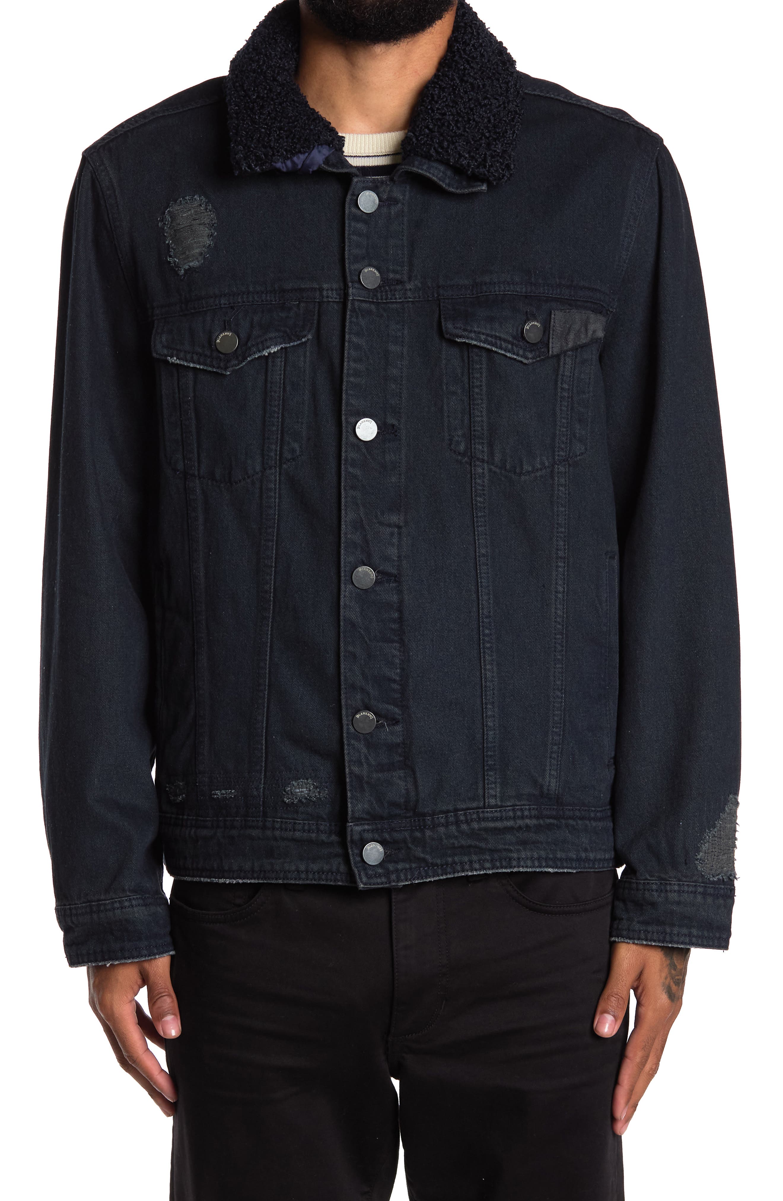 black shearling denim jacket