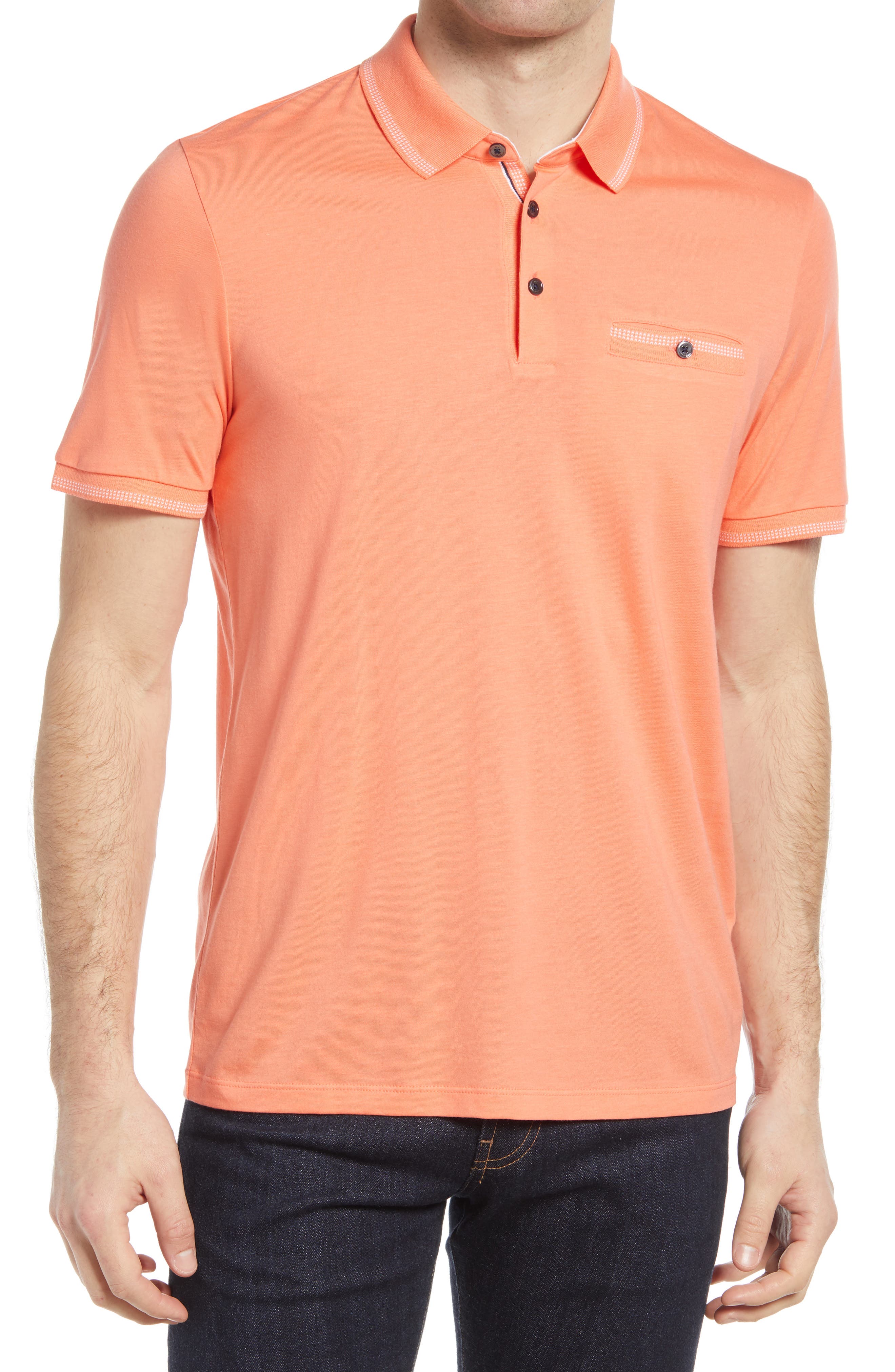 orange polo shirt