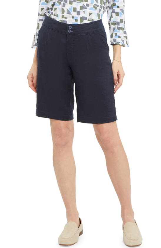 Nydj Petite Modern Bermuda Shorts In Oxford Navy