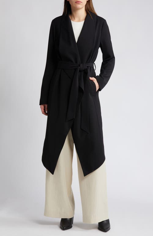 Shawl Collar Belted Coat in Black