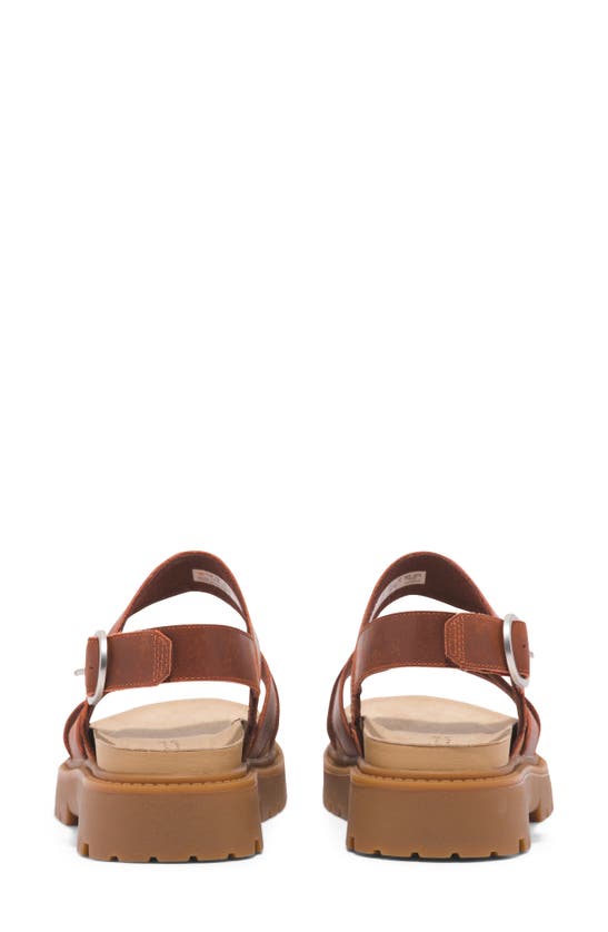 Shop Timberland Clairemont Way Cross Strap Sandal In Dark Red Full Grain
