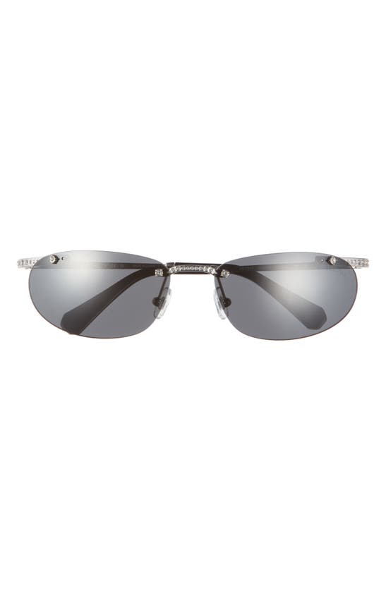 Shop Swarovski 59mm Oval Sunglasses In Matte Silver