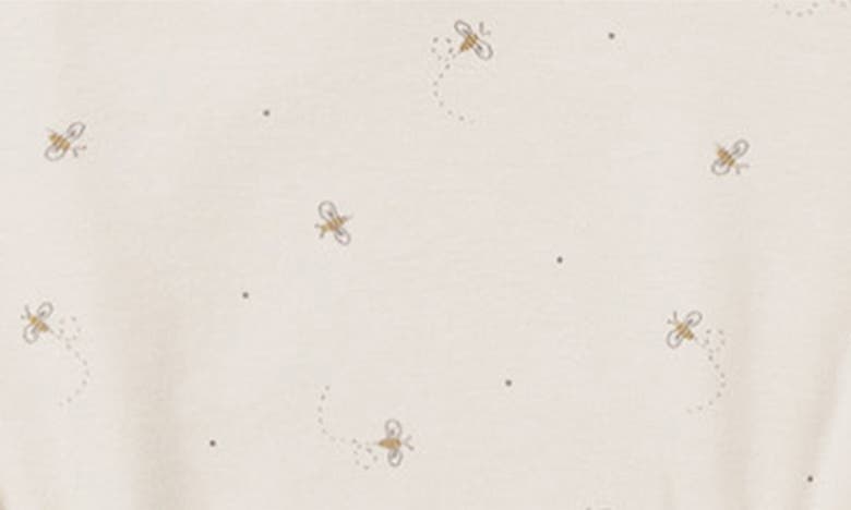 Quincy Mae Bee Print Organic Cotton Henley Romper In Natural-bees