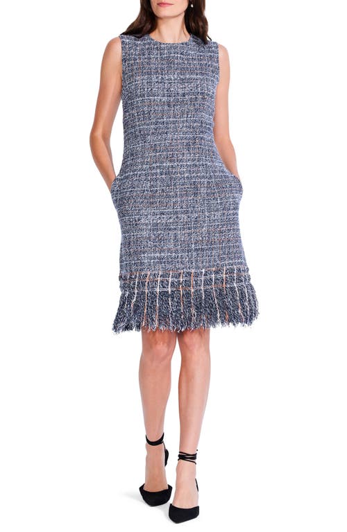 NIC+ZOE Fringe Tweed Sheath Dress in Blue Multi