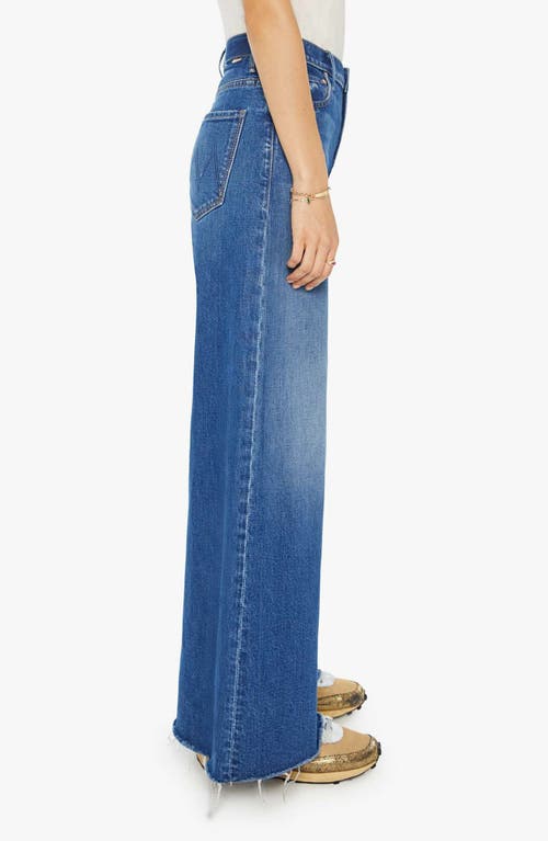 Shop Mother The Swisher Sneak Fray Hem Wide Leg Jeans In Punch Buggy