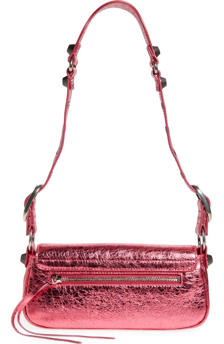 Balenciaga X-Small Le Cagole Metallic Leather Shoulder Bag, Alternate, color, Pink