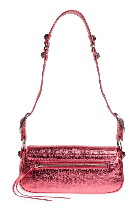 Shop Balenciaga X-small Le Cagole Metallic Leather Shoulder Bag In Pink