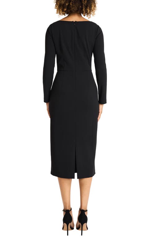 Shop Maggy London Beaded Long Sleeve Midi Dress In Black