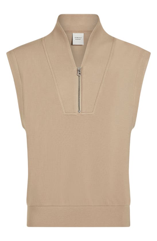 Shop Varley Loretta Sleeveless Half Zip In Light Taupe