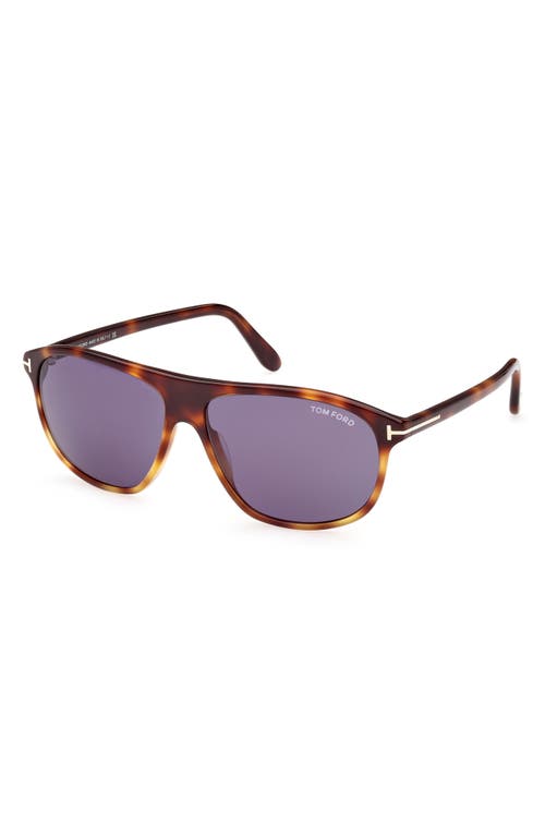 Shop Tom Ford Prescott 60mm Square Sunglasses In Shiny Blonde Havana/blue