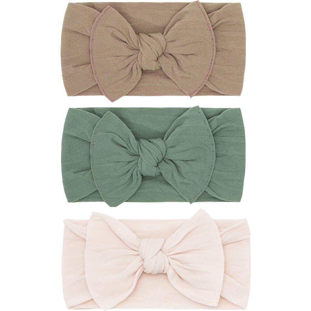 Baby Bling Bow Stretch Headband In Oak/sage/oatmeal