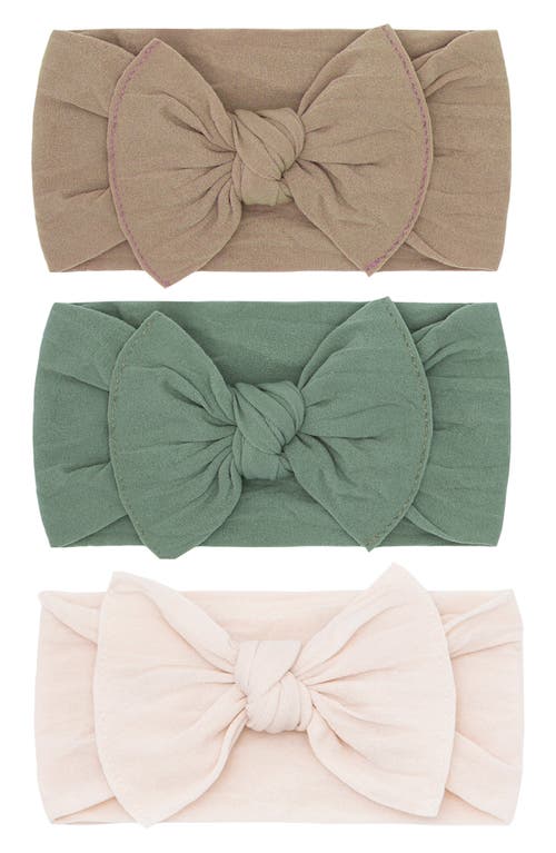 Baby Bling Bow Stretch Headband In Oak/sage/oatmeal