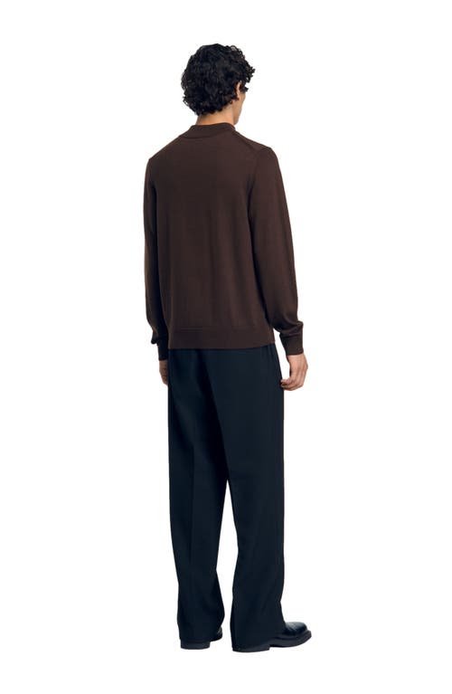 Shop Sandro Funnel Neck Sweater In Chocolate