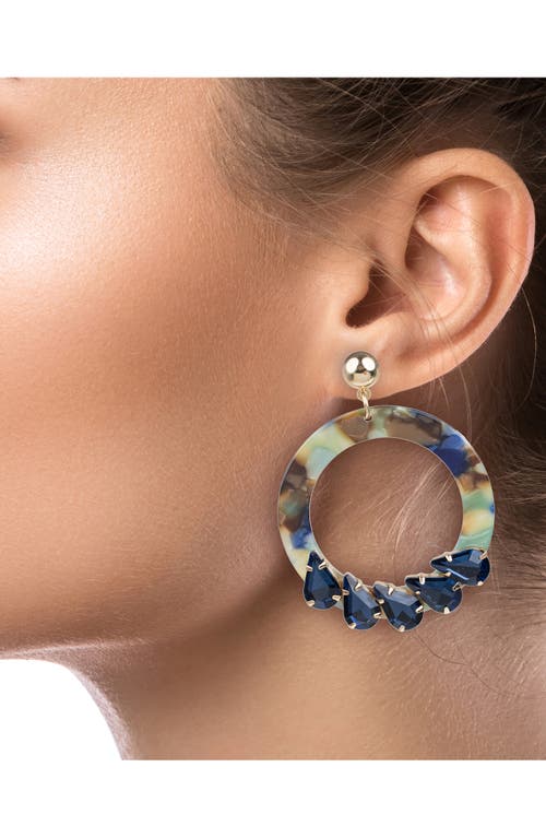 Shop Jardin Resin Circle Drop Earrings In Blue/gold