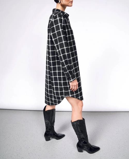 Shop Wildfang The Essential Plaid Long Sleeve Shirt Dress In Black/white