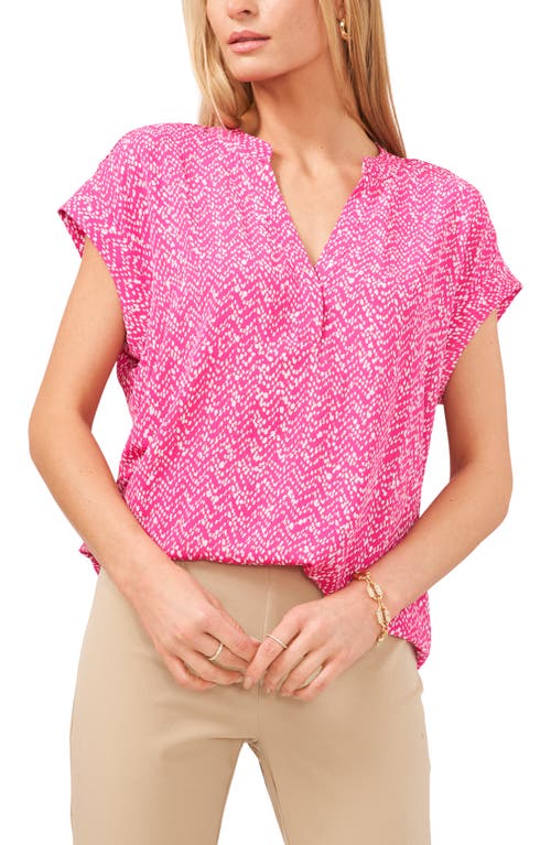 Shop Chaus Split Neck Georgette Blouse In Pink/ivory