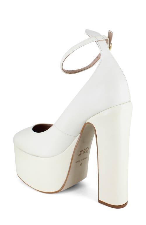 Zigi Nikole Ankle Strap Platform Pump In White Leather