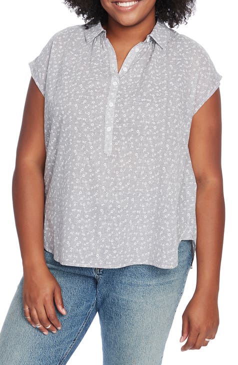 Plus Size Charcoal Grey Pearl Embellished Split Hem T-Shirt
