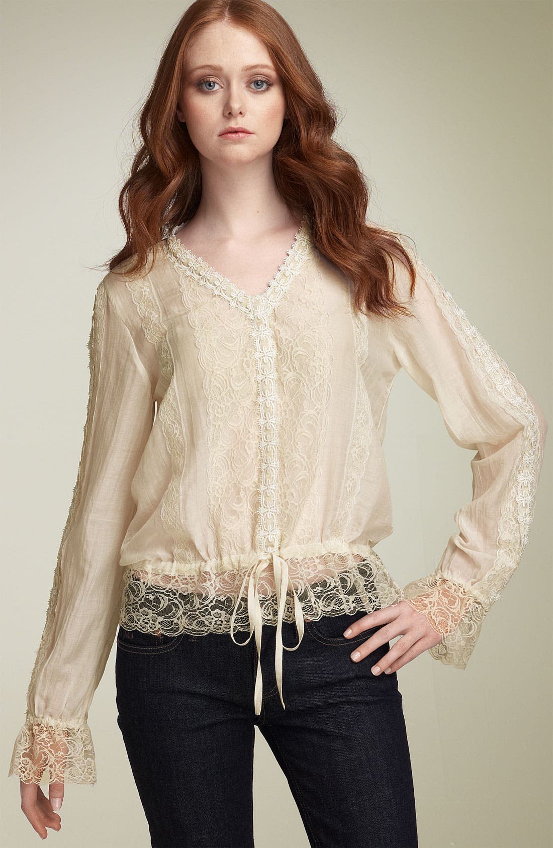 Beyond Vintage Velvet Ribbon & Lace Blouse Nordstrom