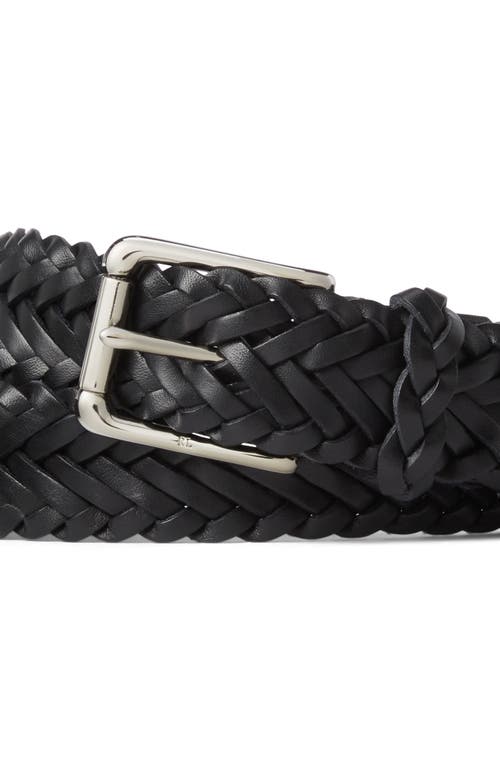 Shop Ralph Lauren Purple Label Braided Leather Belt In Black