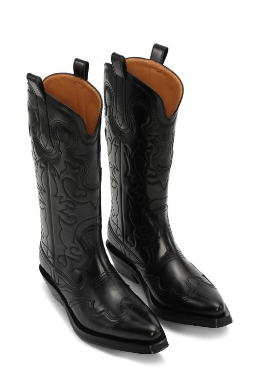 Shop Ganni Western Boot In Black/black