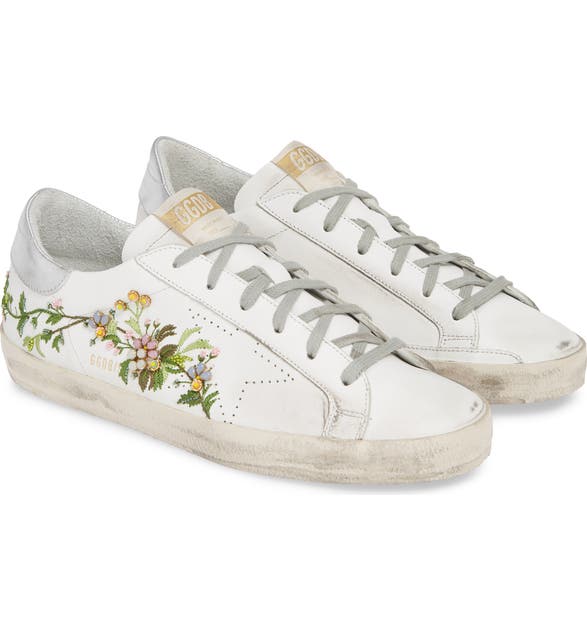 Shop Golden Goose Superstar Embellished Floral Sneaker In White Floral
