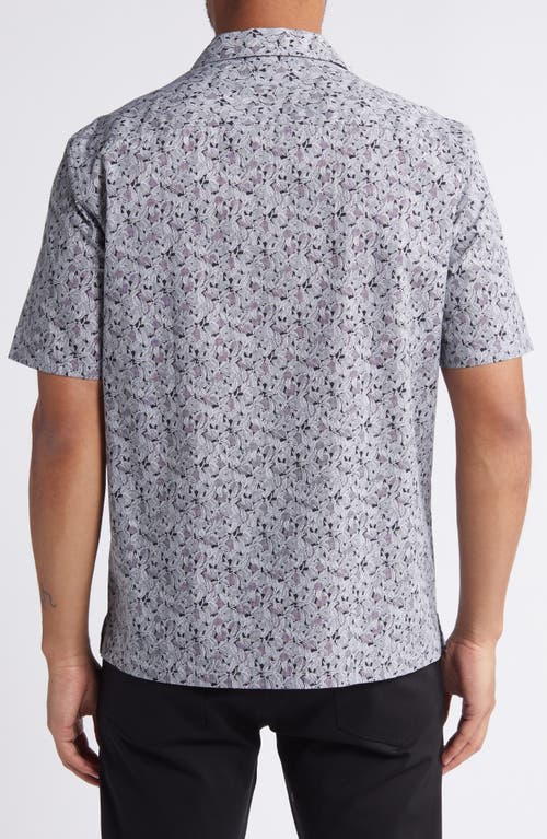 Shop Theory Daze Grid Leaf Camp Shirt In Grey/black Multi