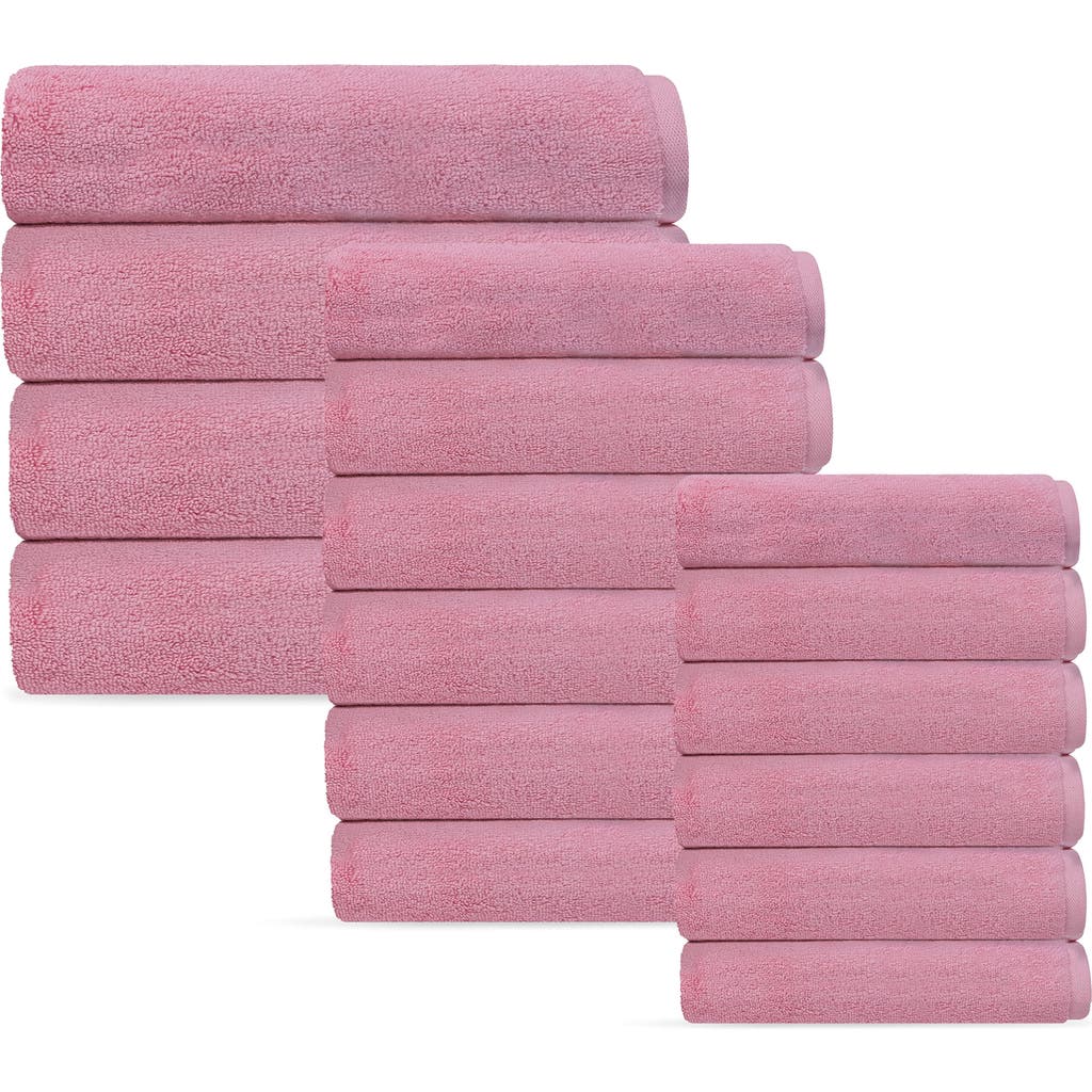 Shop Brooks Brothers Depera Puresoft 16-piece Turkish Cotton Towels Set In Pink
