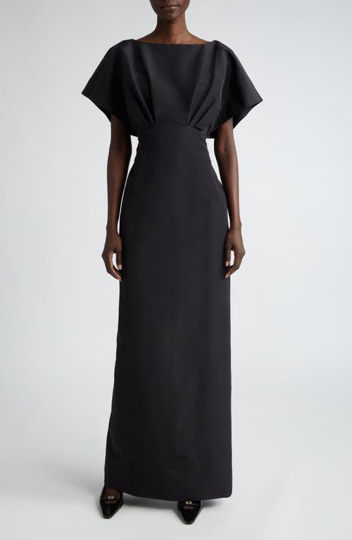 Carolina Herrera Fan Bodice Silk Faille Column Gown Black at Nordstrom,