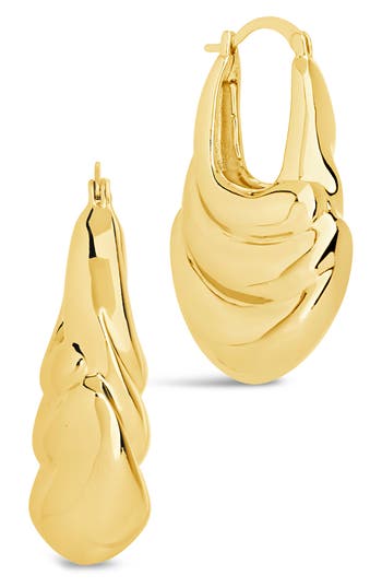 Sterling Forever Manon Textured Statement Hoop Earrings In Gold