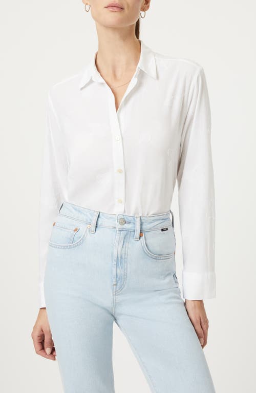 Mavi Jeans Cloud Jacquard Poplin Button-Up Shirt Antique White at Nordstrom,