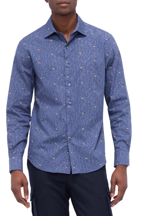 Axel Shaped Fit Stretch Cotton Button-Up Shirt