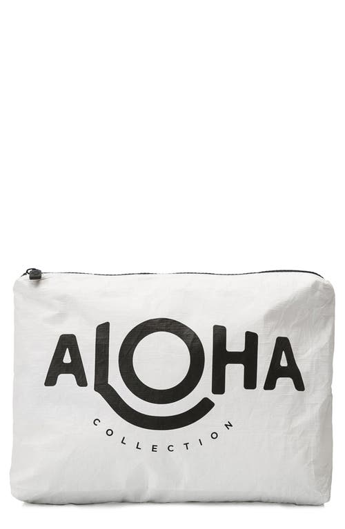 Aloha Collection Medium Water Resistant Tyvek® Zip Pouch In Black On White