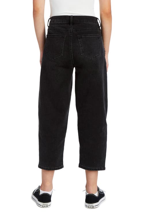 Shop Tractr Kids' Crop Barrel Leg Jeans In Black Wash