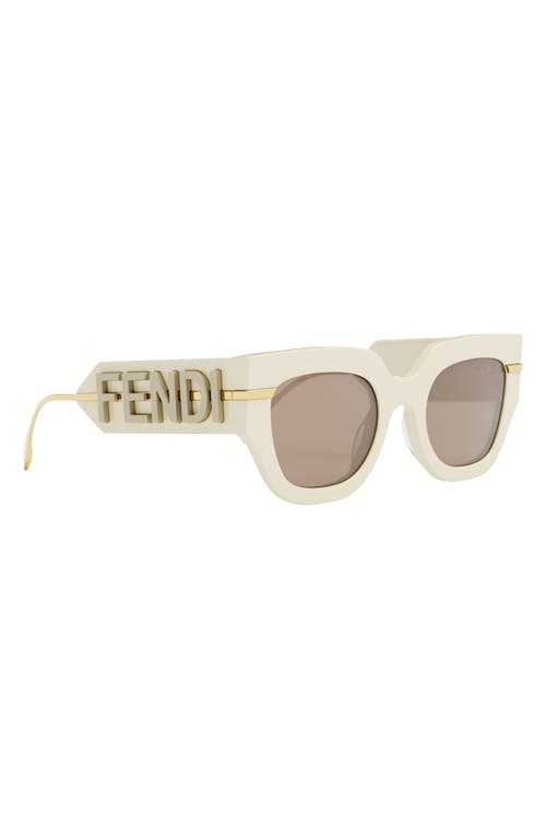 Shop Fendi 'graphy 51mm Geometric Sunglasses In Ivory/brown