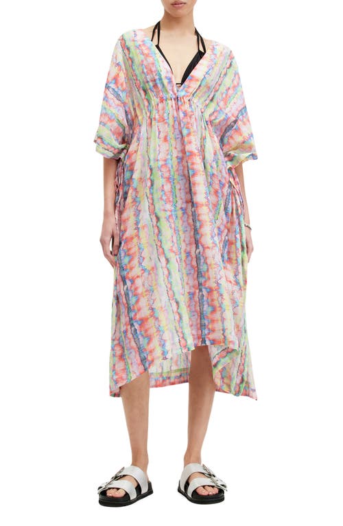 AllSaints Lina Melissa Tie Dye Organic Cotton Cover-Up Dress Rainbow Multi at Nordstrom,